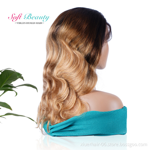 hd Glueless for Black Women Curly Mink 100% Two Tone Coloured 27 Peruvian Wigs Lace Front Virgin Human Hair